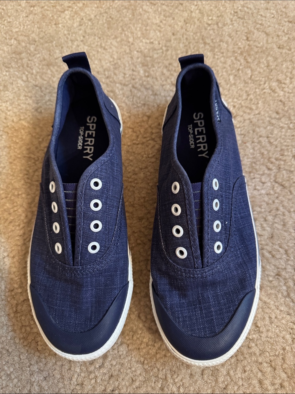 Sperry Navy Slip-On Canvas Boat Shoes - Size 7